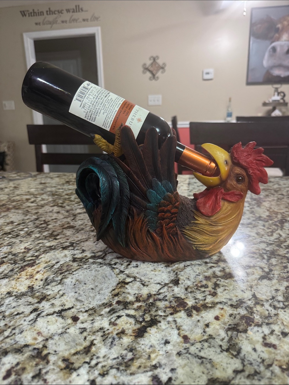 Decorative Rooster Wine Bottle Holder - Multicolor